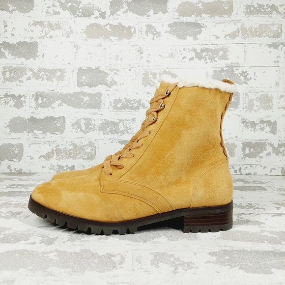 New Kate Spade Raegan Tan Suede Lace Up Winter Boots A752 - Picture 1 of 11